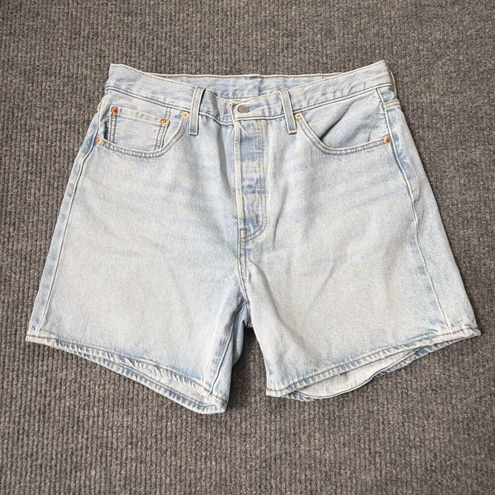 Levis 501 Original Women 33 Light Wash High Rise Mid-Thigh Denim Jean Shorts